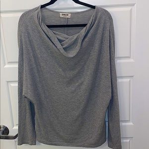 Grey Oversized lightweight sweater with scoop neck